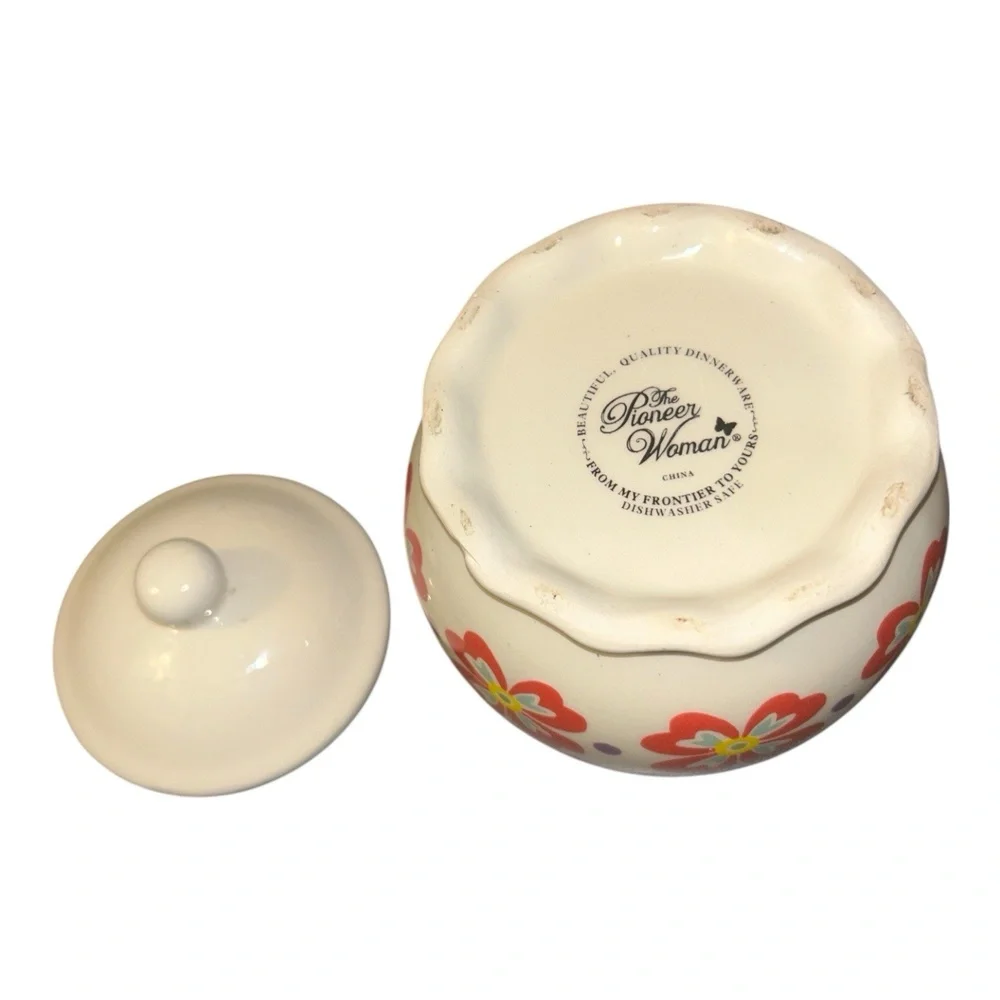 Pioneer Woman Floral Sugar Bowl with Lid Flea Market Farmhouse Kitchen Decor